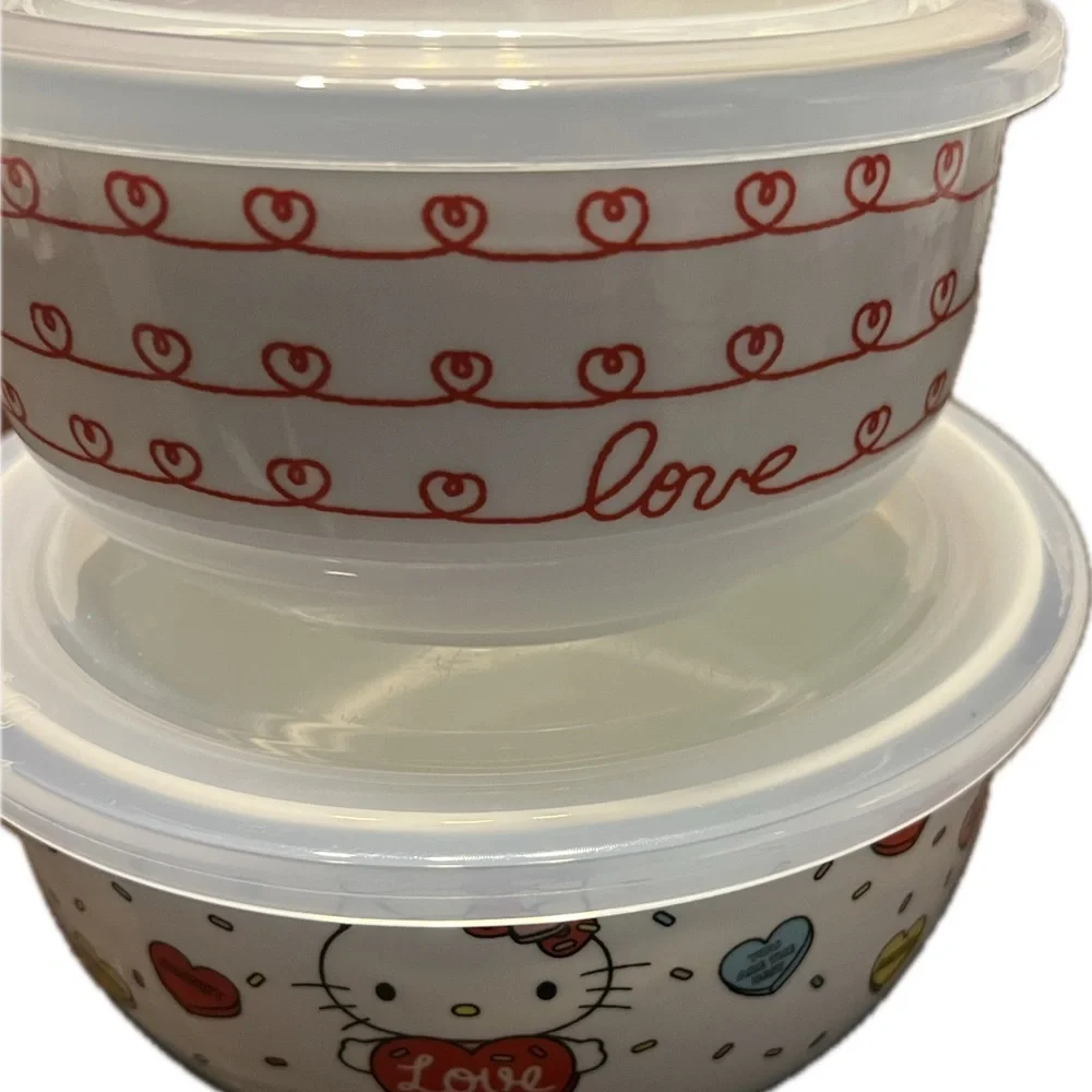 Hello Kitty Love Conversation Candy Nesting Bowls with Pressure Release Lids